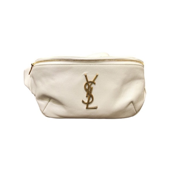 Saint Laurent Belt Bag Monogram Ivory Gd Hardware Grain Leather Unisex Body Bag - Picture 1 of 8